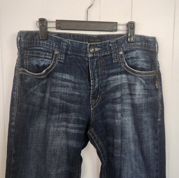 Silver Jeans Mens Gordie Straight Relaxed Leg Size 34x32 Dark Wash Western - Picture 3 of 12